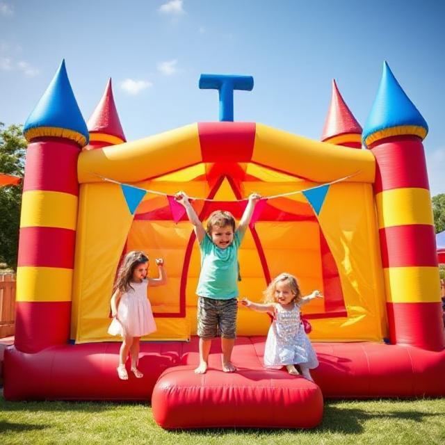 Children on a bouncy castle